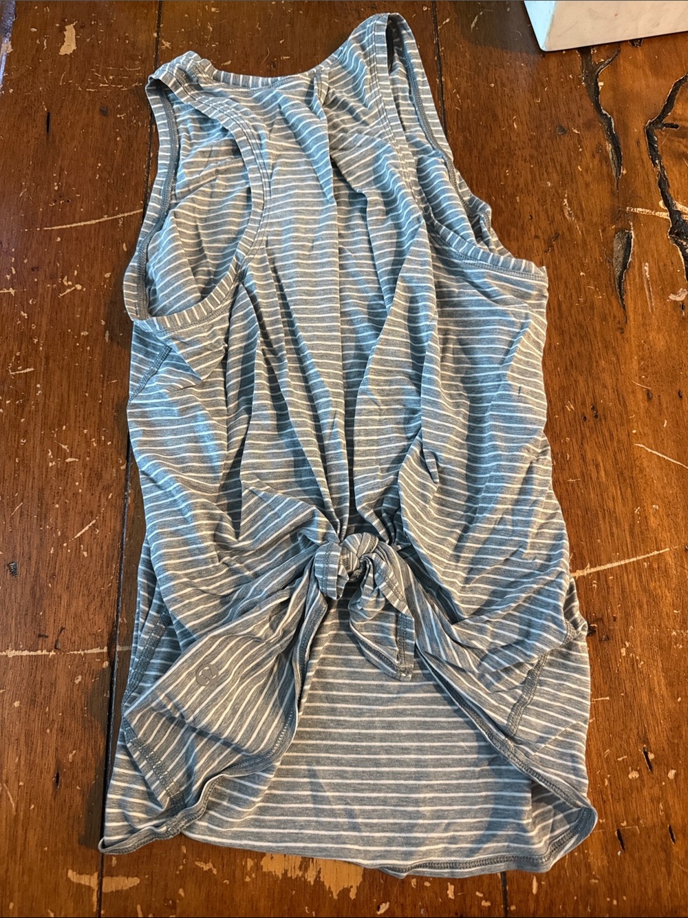 Lululemon Striped Knot-Front Sleeveless Tank Top - Gray/White